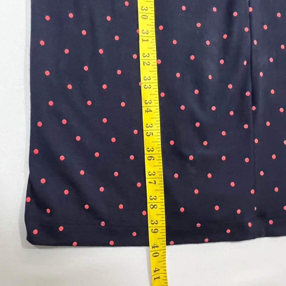 Ann Taylor Dress 14 Navy Blue Pink Polka Dot Faux Wrap Sheath Lined Career Work - Picture 9 of 12